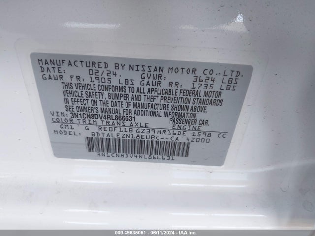 Nissan Versa 1.6 S 2024 3N1CN8DV4RL866631 Image 9