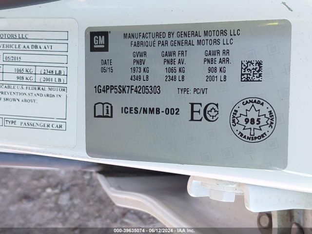 1G4PP5SK7F4205303 Buick Verano