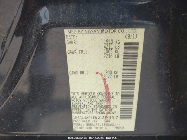 Nissan Altima 2.5 S 2014 1N4AL3AP3EN229457 Image 9