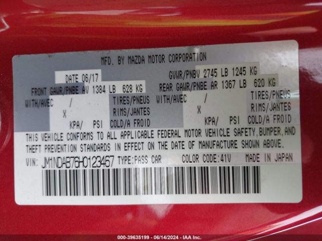 JM1NDAB76H0123467 Mazda Mx-5 Miata Sport