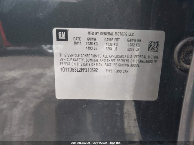 Chevrolet MALIBU 2LT 2015 1G11D5SL2FF210692 Image 9