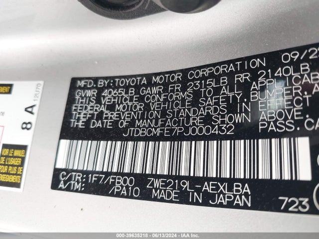 Toyota Corolla Hybrid Le 2023 JTDBCMFE7PJ000432 Image 9