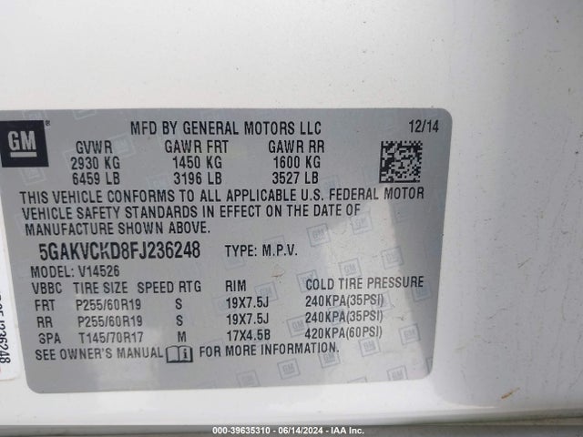 5GAKVCKD8FJ236248 Buick Enclave Premium