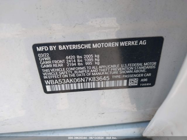 WBA53AK06N7K83645 BMW 228 Gran Coupe I Sdrive