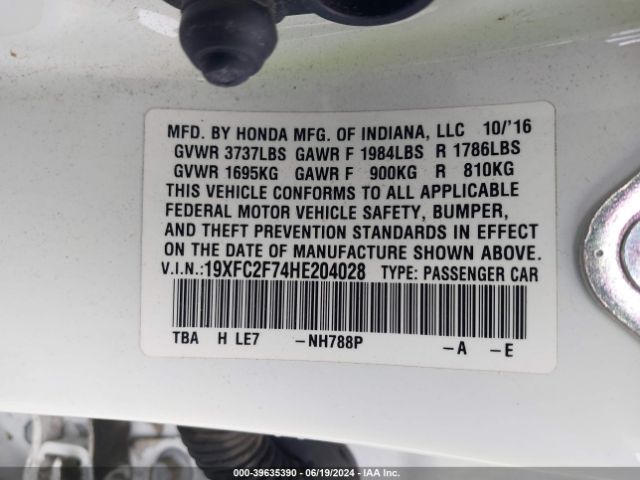19XFC2F74HE204028 Honda CIVIC EX