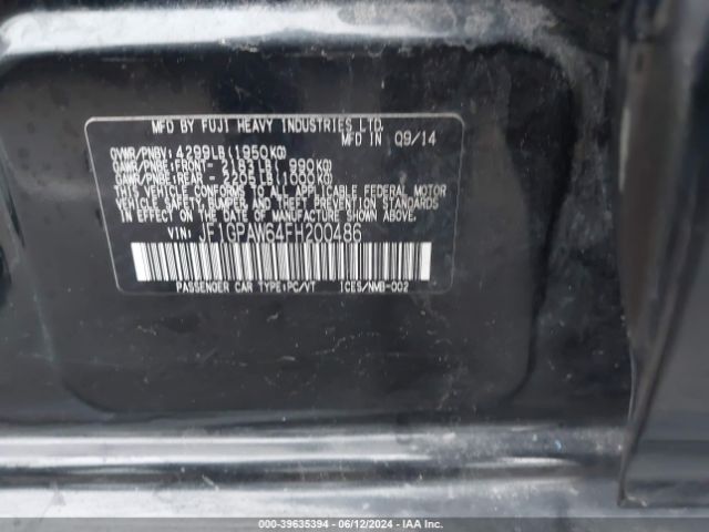 JF1GPAW64FH200486 Subaru Impreza 2.0i Sport Limited