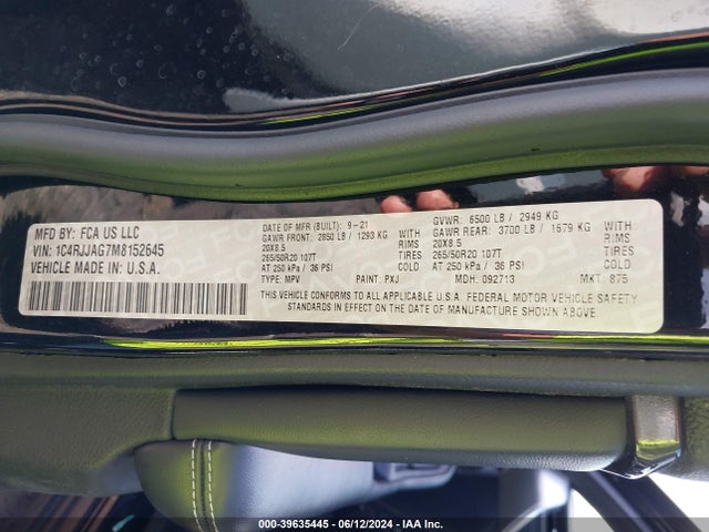 1C4RJJAG7M8152645 Jeep Grand Cherokee L Altitude 4x2