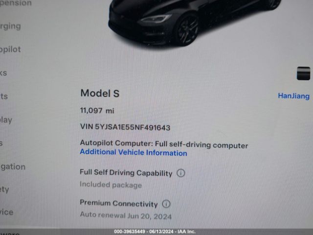5YJSA1E55NF491643 Tesla Model S Dual Motor All-wheel Drive