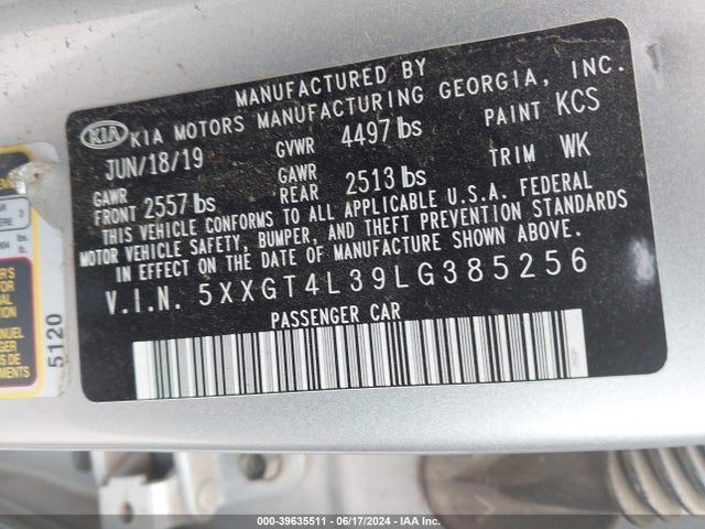 KIA Optima Lx 2020 5XXGT4L39LG385256 Image 9