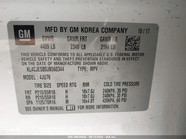 KL4CJESB5JB560344 Buick Encore Preferred