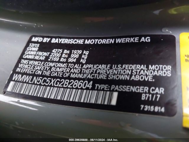 WMWLN5C5XG2B28604 Mini Clubman Cooper