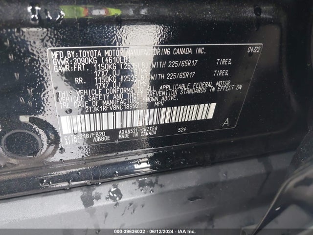 Toyota RAV4 LE 2022 2T3K1RFV8NC189921 Image 9