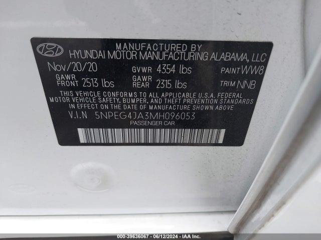 Hyundai SONATA SE 2021 5NPEG4JA3MH096053 Image 9