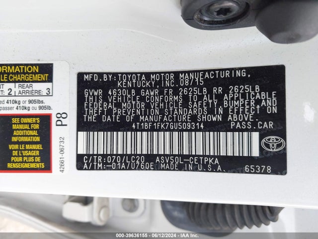 Toyota CAMRY XSE 2016 4T1BF1FK7GU509314 Image 9