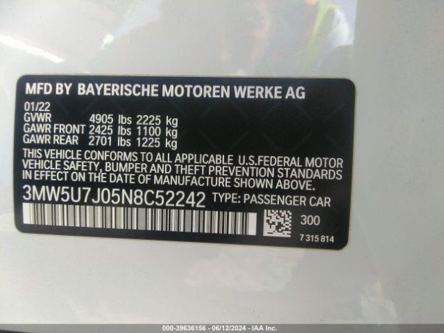 3MW5U7J05N8C52242 BMW 3 Series M340i
