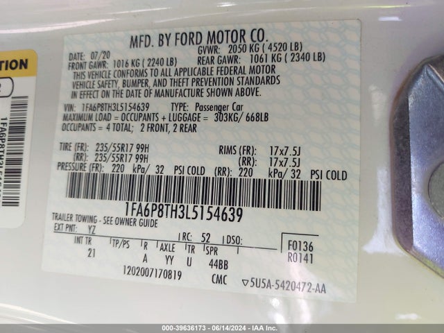 Ford Mustang Ecoboost Fastback 2020 1FA6P8TH3L5154639 Image 9