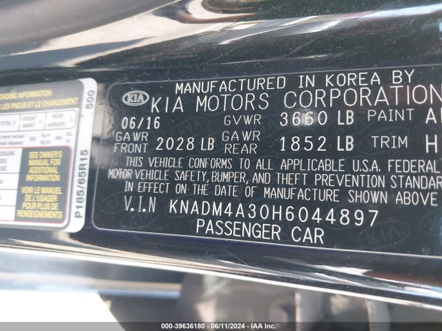 KIA RIO LX 2017 KNADM4A30H6044897 Image 9