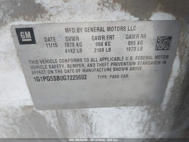 1G1PG5SB0G7225602 Chevrolet Cruze Limited Ltz Auto
