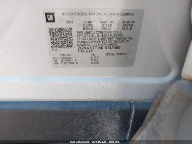 2GNAXTEV4L6143459 Chevrolet Equinox Awd 2fl
