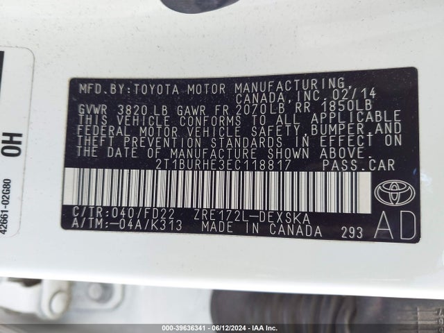 Toyota Corolla S Plus 2014 2T1BURHE3EC118817 Image 9