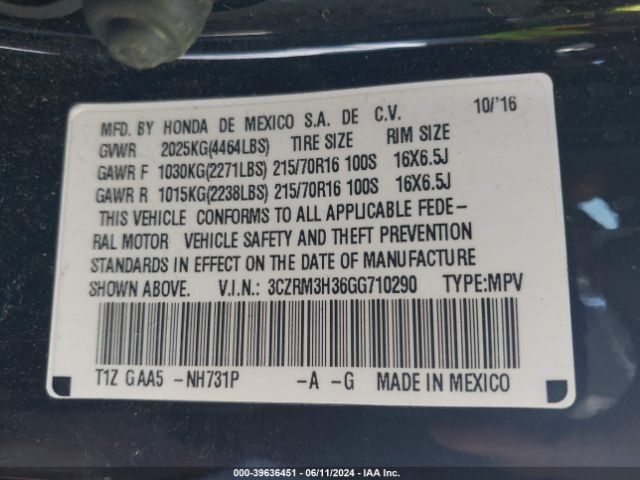 3CZRM3H36GG710290 Honda CR-V LX
