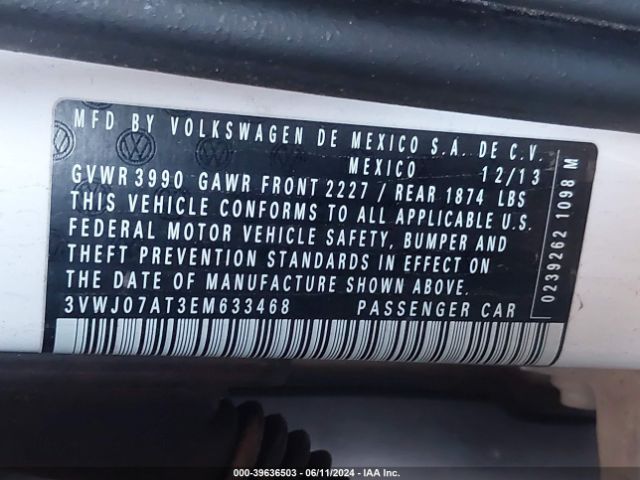 3VWJ07AT3EM633468 Volkswagen Beetle 1.8t