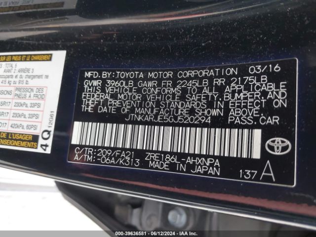 JTNKARJE5GJ520294 Scion IM