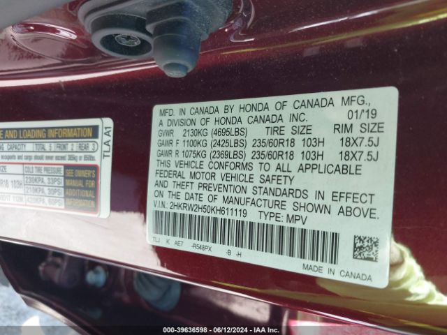 2HKRW2H50KH611119 Honda CR-V EX