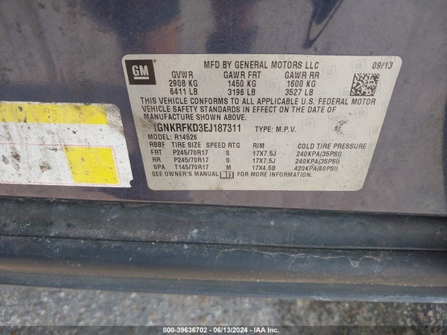 Chevrolet Traverse Ls 2014 1GNKRFKD3EJ187311 Image 9