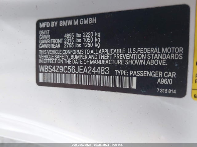 WBS4Z9C56JEA24483 BMW M4