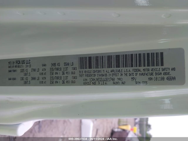 1C4HJXEG3JW321740 Jeep Wrangler Unlimited Sahara 4x4