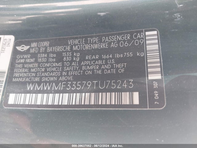 2009 MINI COOPER WMWMF33579TU75243 Photo 8