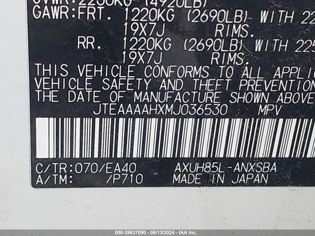 Toyota Venza Limited 2021 JTEAAAAHXMJ036530 Image 9