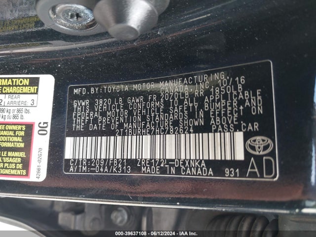 Toyota COROLLA LE 2017 2T1BURHE7HC782624 Image 9