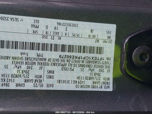 1FTEX1CP1PKE60279 Ford F-150 Xl
