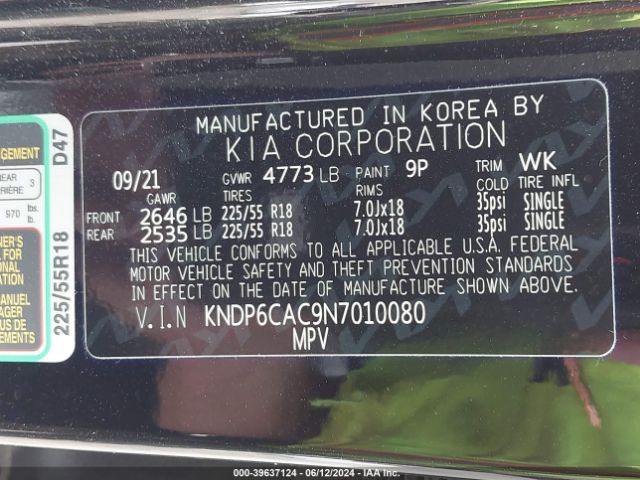 KNDP6CAC9N7010080 KIA Sportage Nightfall Edition