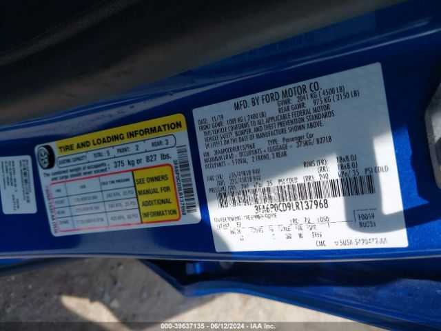 3FA6P0CD9LR137968 Ford FUSION SEL