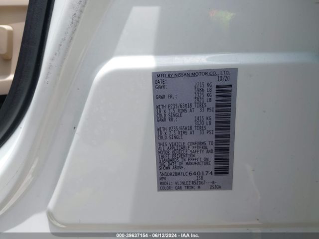 5N1DR2BM7LC640174 Nissan Pathfinder Sv 4wd