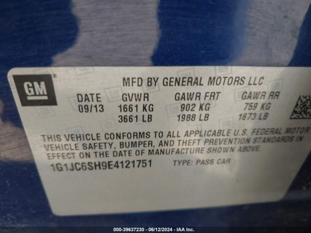 1G1JC6SH9E4121751 Chevrolet Sonic Lt Auto