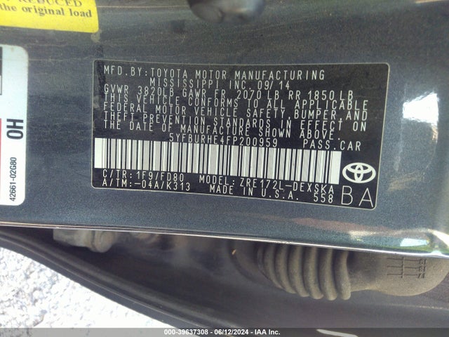 Toyota Corolla S Plus 2015 5YFBURHE4FP200959 Image 9
