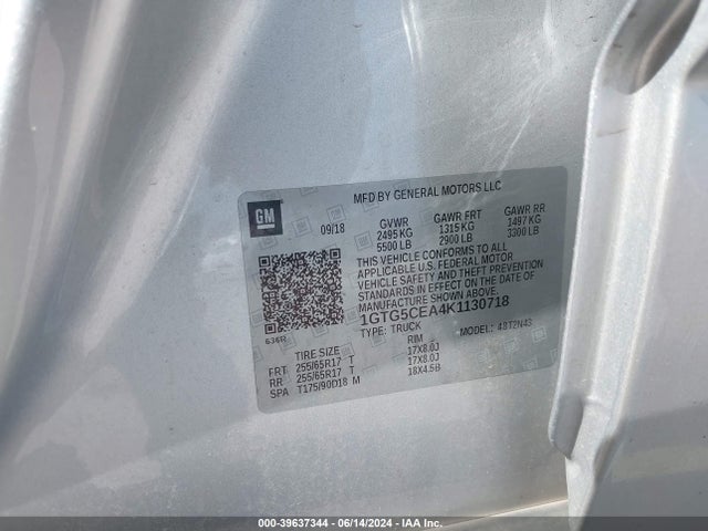 1GTG5CEA4K1130718 GMC CANYON SLE