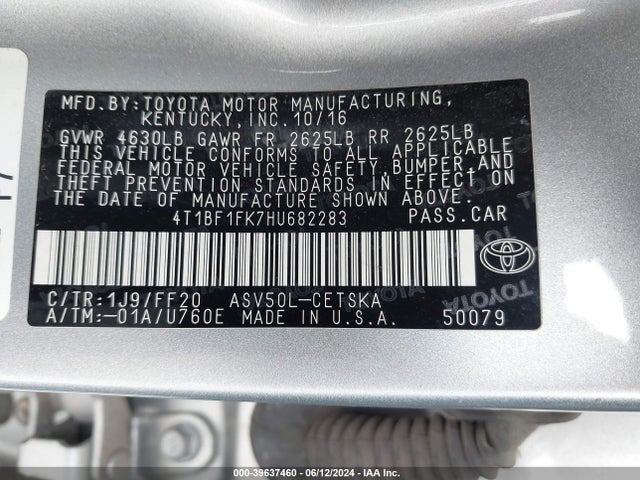 Toyota CAMRY SE 2017 4T1BF1FK7HU682283 Image 9