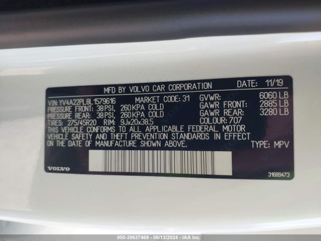 YV4A22PL8L1579616 Volvo Xc90 T6 Inscription 7 Passenger