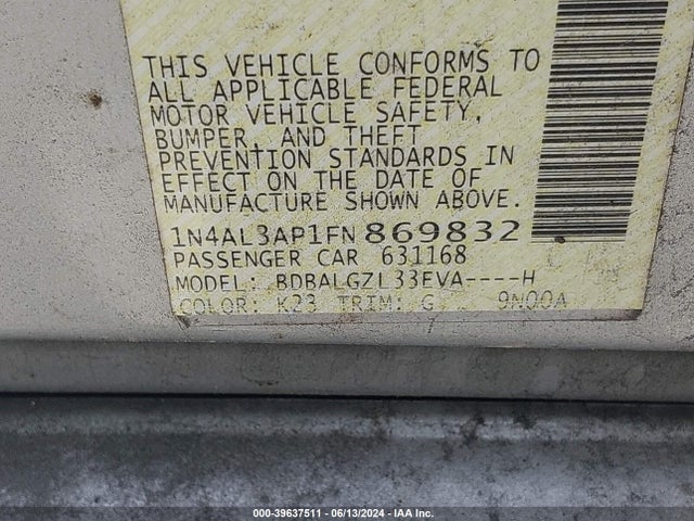 Nissan Altima 2.5 S 2015 1N4AL3AP1FN869832 Image 9