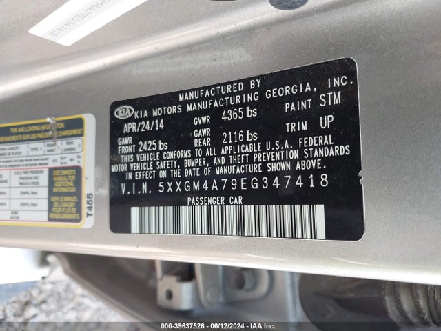KIA Optima Lx 2014 5XXGM4A79EG347418 Image 9