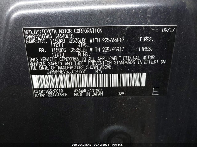 Toyota Rav4 Xle 2018 JTMRFREV5JJ720355 Image 9