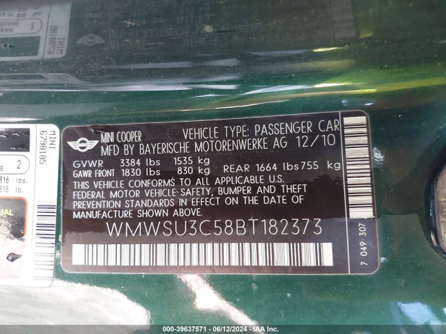 2011 MINI COOPER WMWSU3C58BT182373 Photo 8