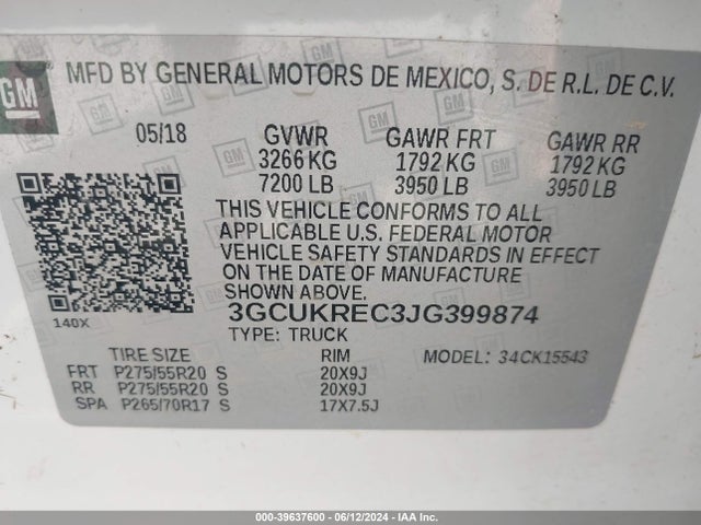 Chevrolet Silverado 1500 2lt 2018 3GCUKREC3JG399874 Image 9