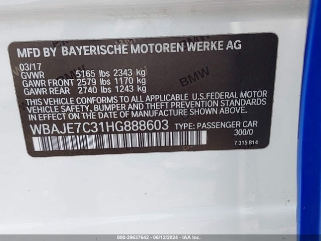 WBAJE7C31HG888603 BMW 540i Xdrive