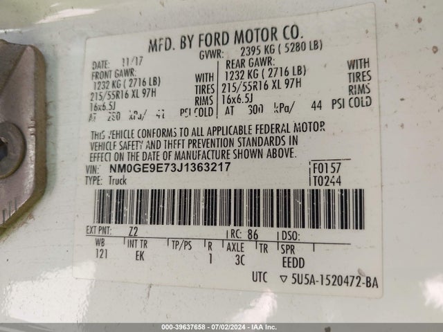 Ford Transit Connect Xl 2018 NM0GE9E73J1363217 Image 9